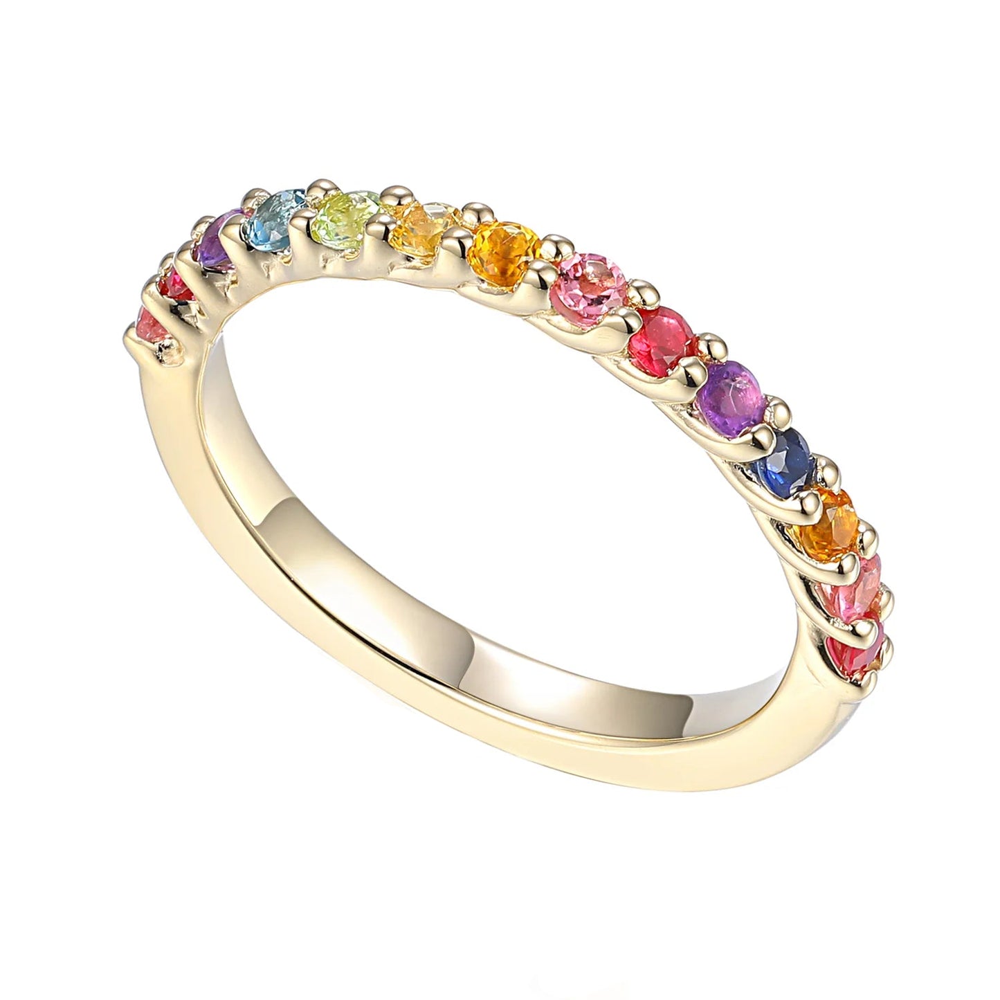 Claw Set Multi Gemstone Burst Half Eternity Band
