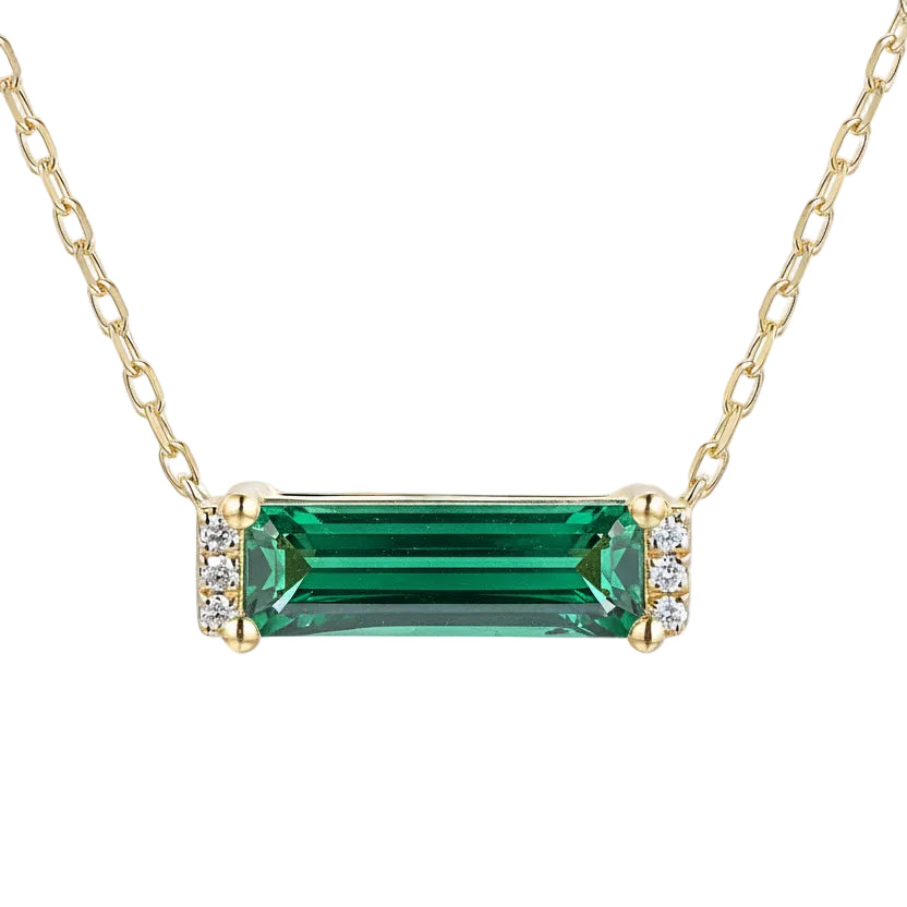Green Tourmaline and Diamond pendant in Yellow Gold