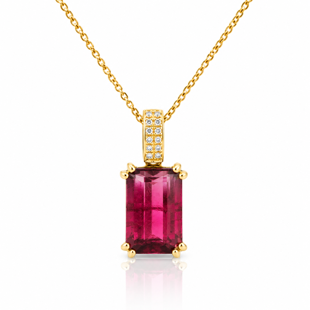 18ct Yellow Gold Tourmaline Pendant with Diamond