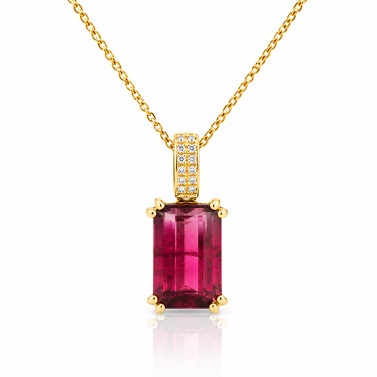 18ct Yellow Gold Tourmaline Pendant with Diamond