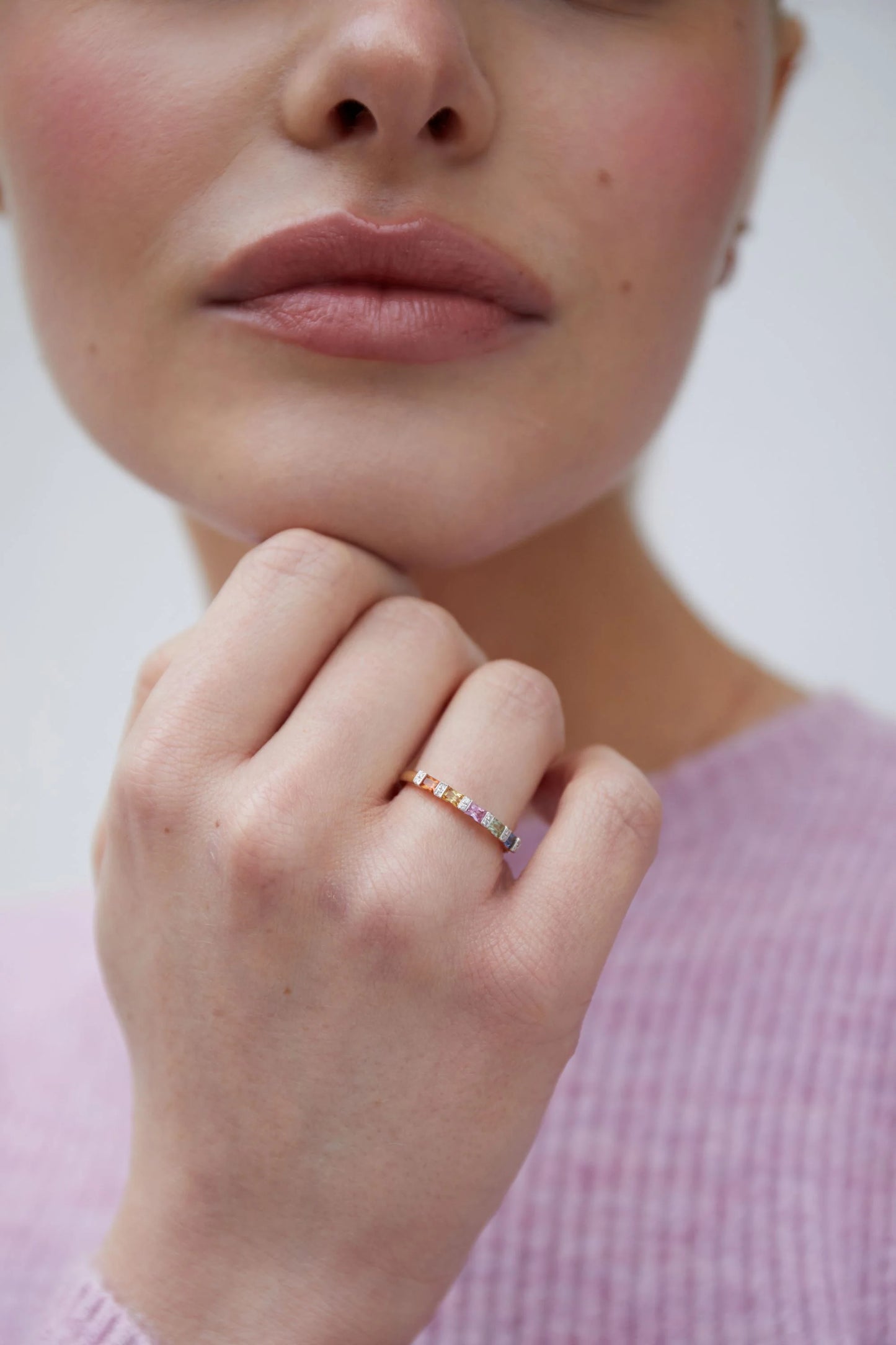 Multi Sapphire & Diamond Baguette Eternity Ring