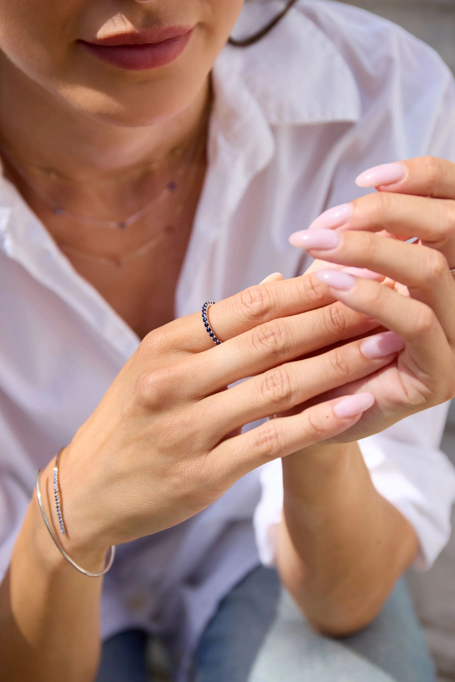 Claw Set Multi Gemstone Burst Half Eternity Band