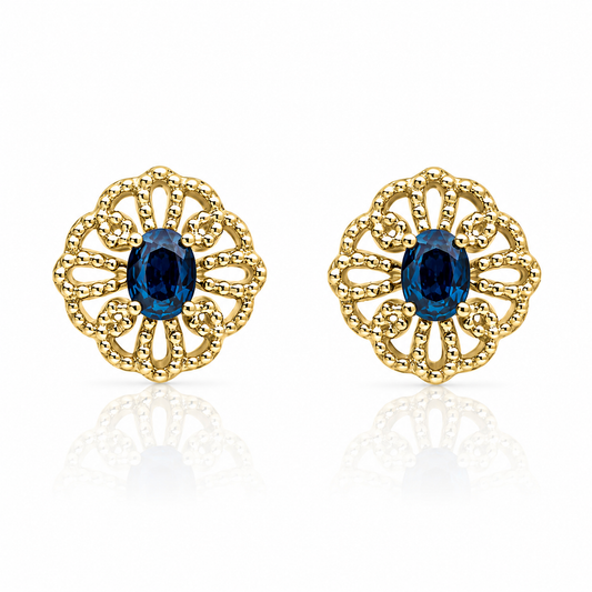Ornate Sapphire Stud Earrings