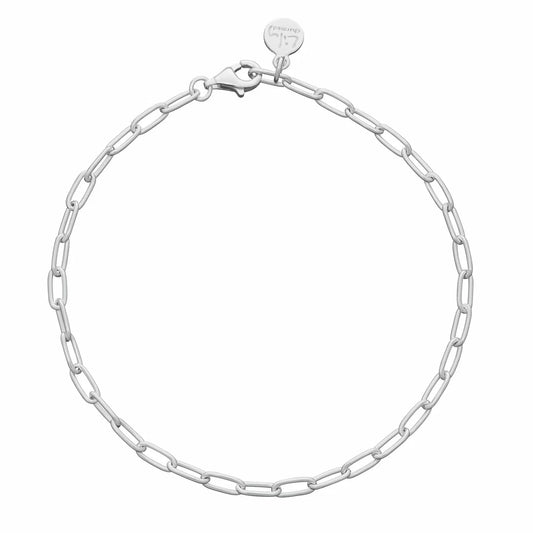 Lily Charmed silver oval link charm bracelet in rhodium-plated recycled 925 sterling silver