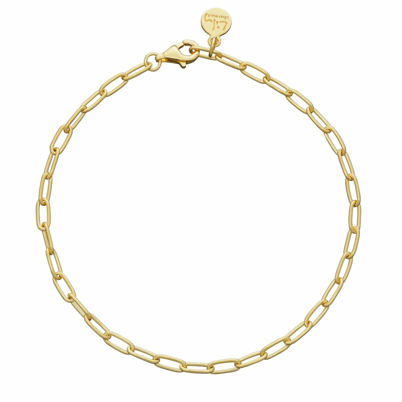Lily Charmed gold oval link charm bracelet in 18ct gold-plated recycled sterling silver