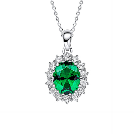 Emerald Oval Pendant with Surround
