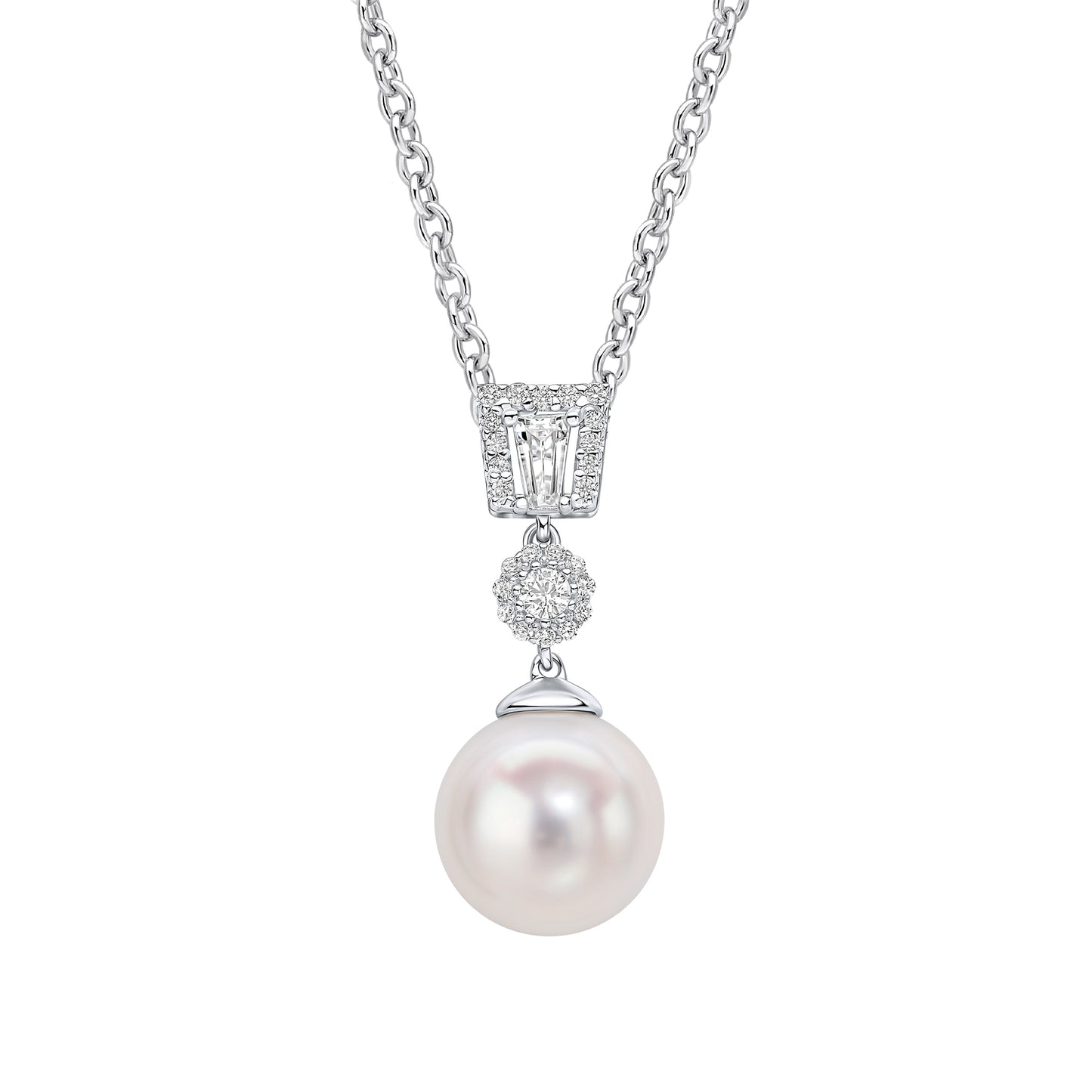 Zirconia and Shell Pearl Drop Pendant