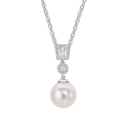 Zirconia and Shell Pearl Drop Pendant