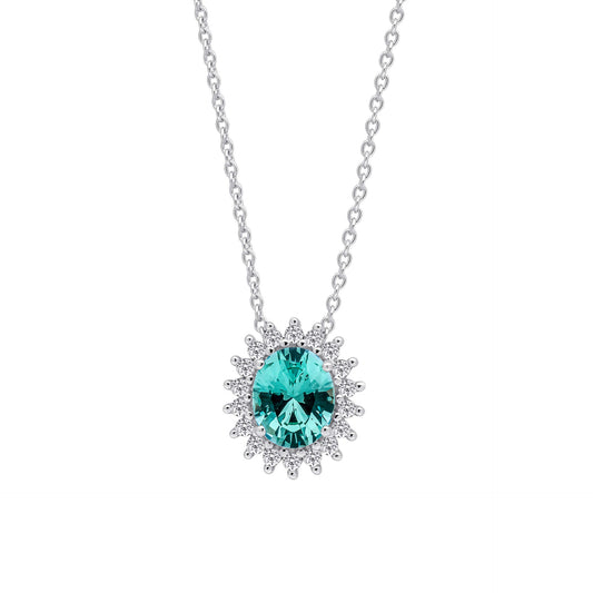 Paraiba Tourmaline Zirconia Oval Zirconia Pave Pendant