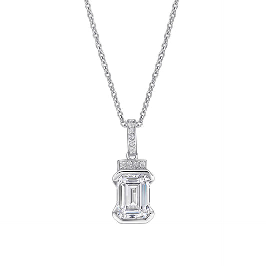 Emerald Cut Half Bezel Drop Pendant