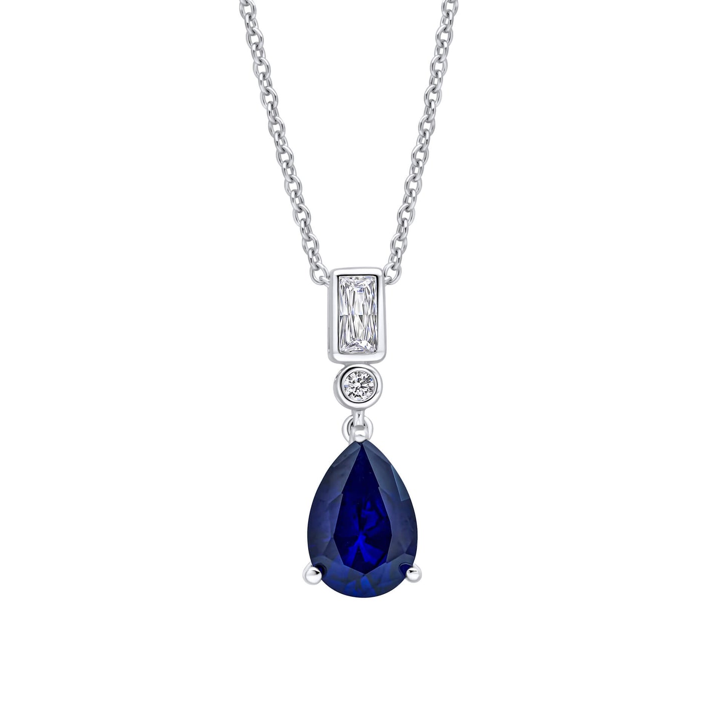 Sapphire Zirconia Bezel and Teardrop Pendant
