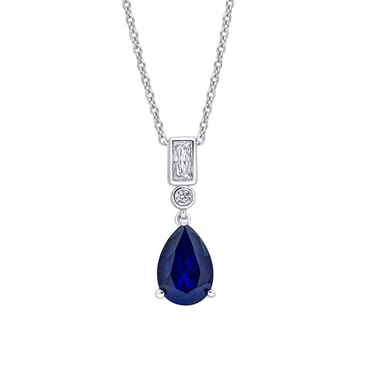 Sapphire Zirconia Bezel and Teardrop Pendant