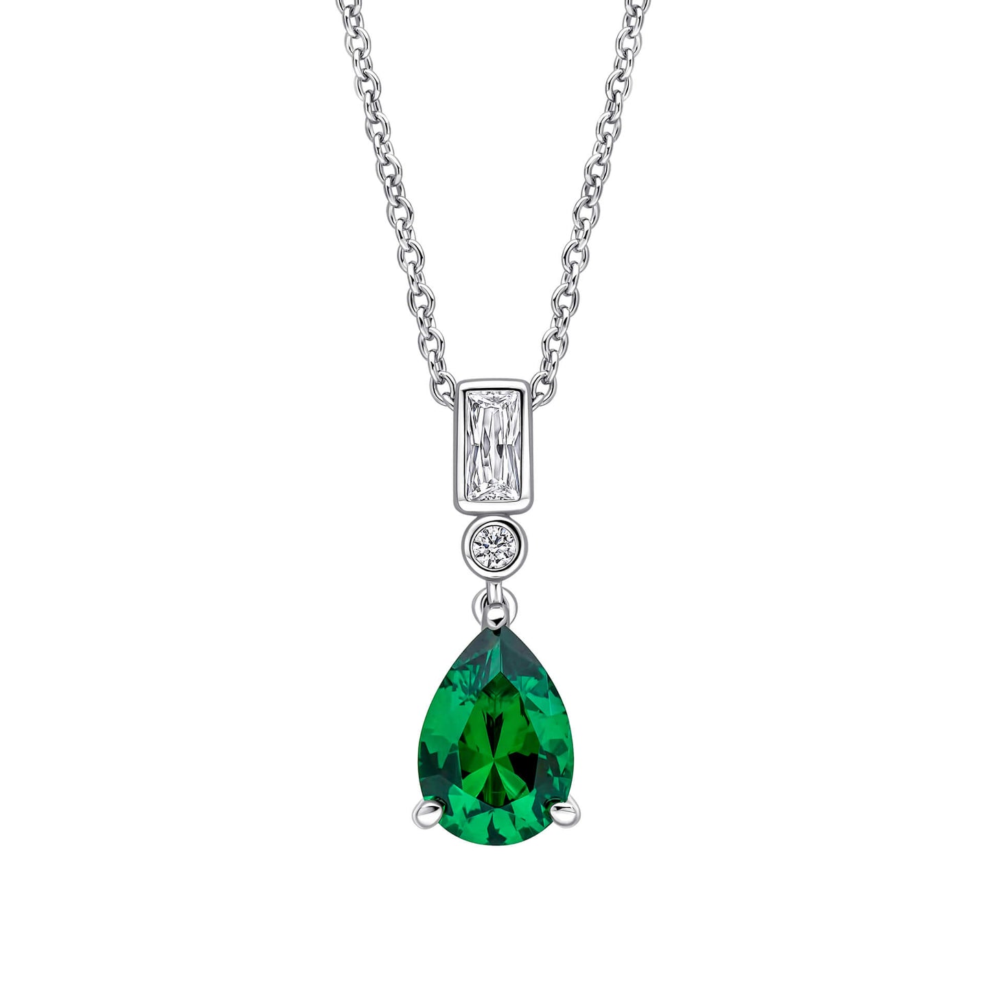 Emerald Zirconia Bezel and Teardrop Pendant