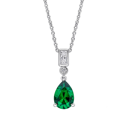 Emerald Zirconia Bezel and Teardrop Pendant