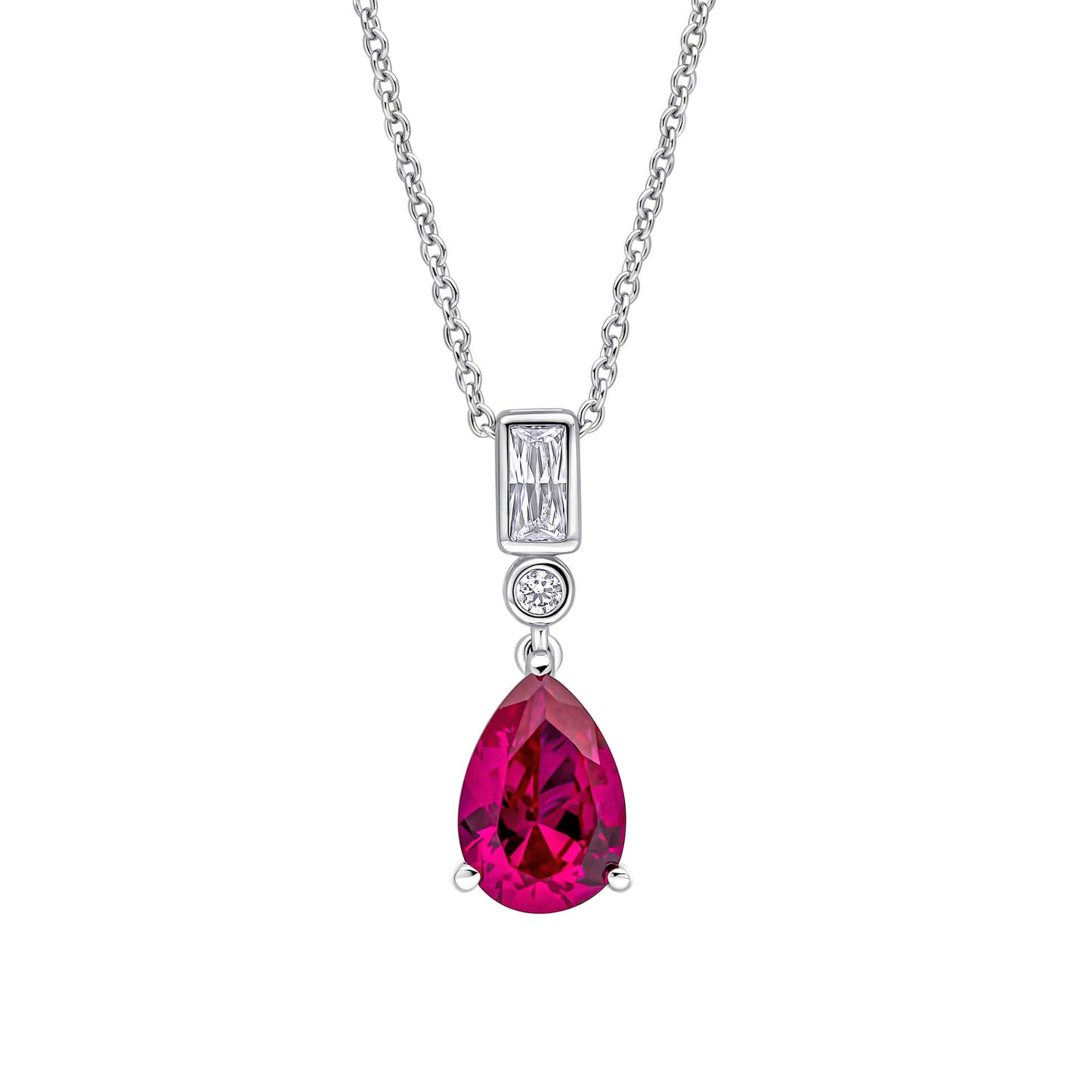 Ruby Zirconia Bezel and Teardrop Pendant