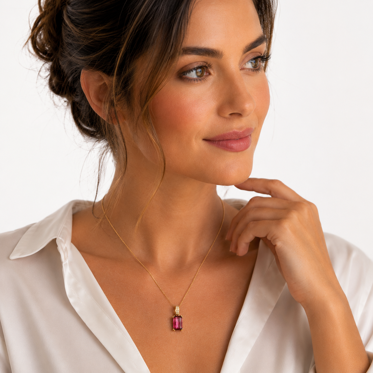 18ct Pink Tourmaline and Diamond Pendant
