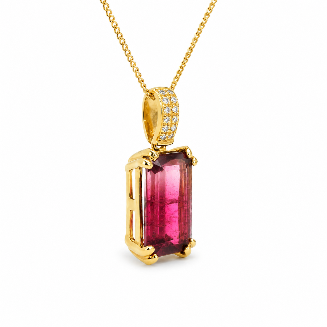 18ct Pink Tourmaline and Diamond Pendant