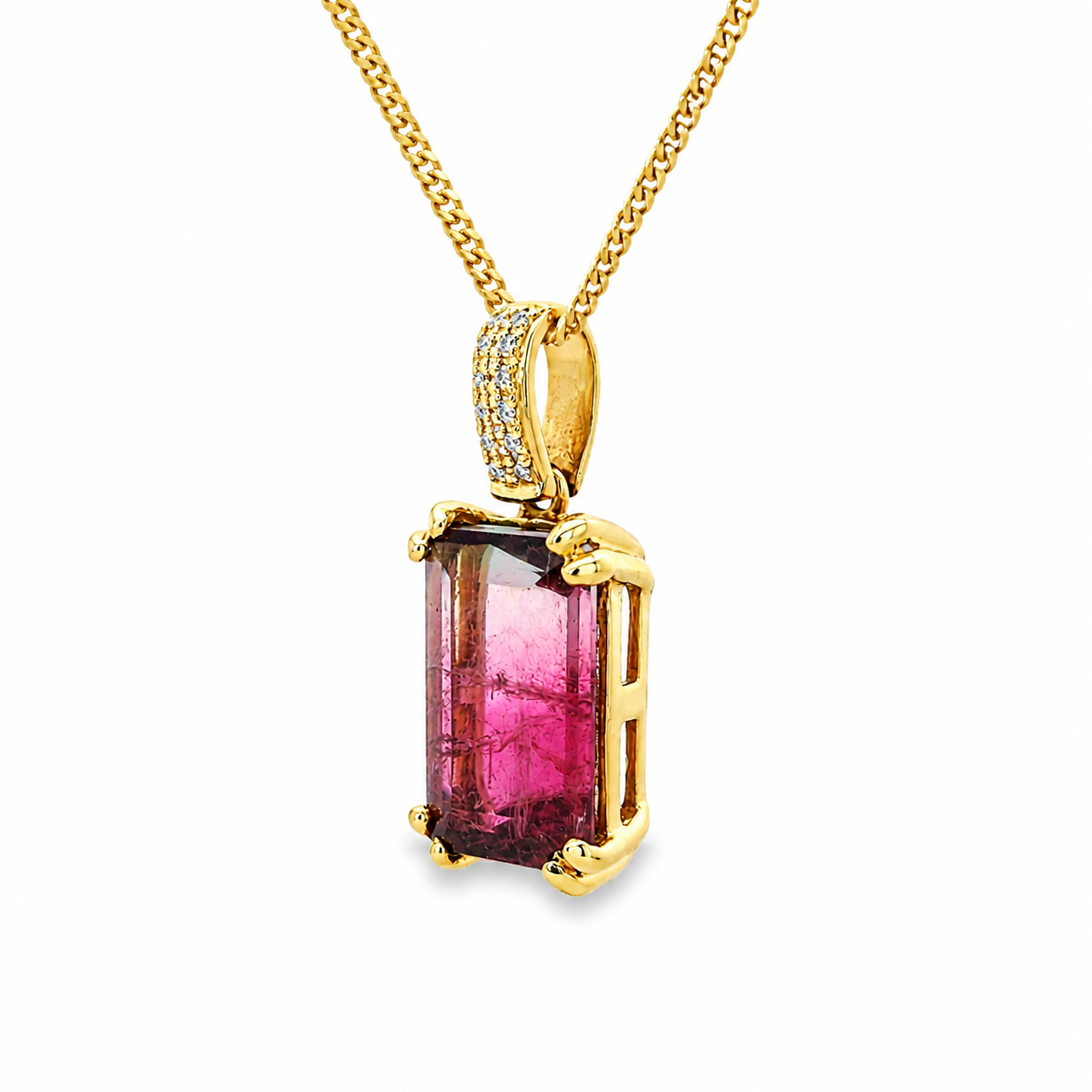 18ct Pink Tourmaline Pendant with Diamond