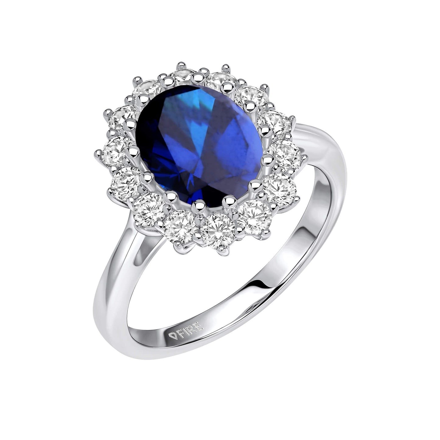 Sapphire Zirconia Oval Ring with Surround