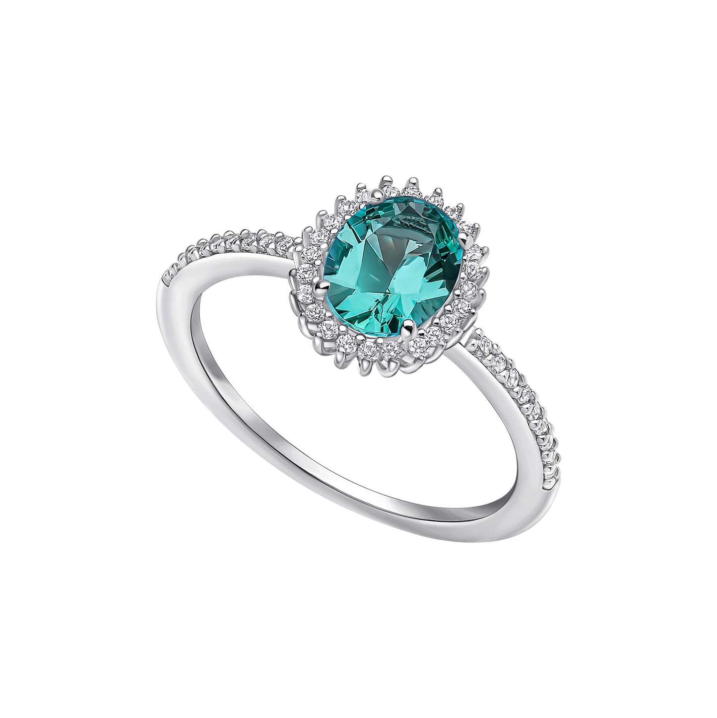 Paraiba Tourmaline Zirconia Oval Zirconia Pave Ring