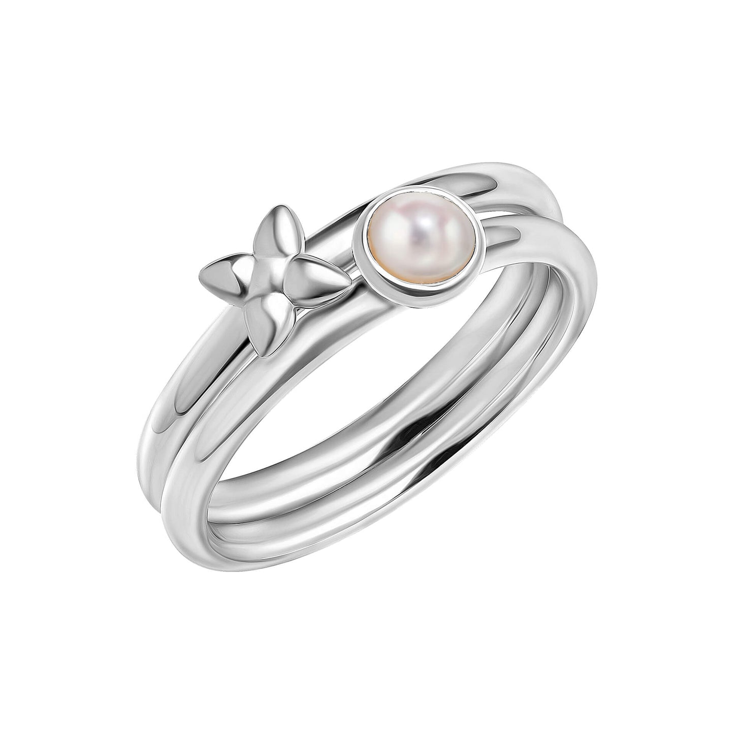 Hartley Check Mabe Pearl Stacking Rings