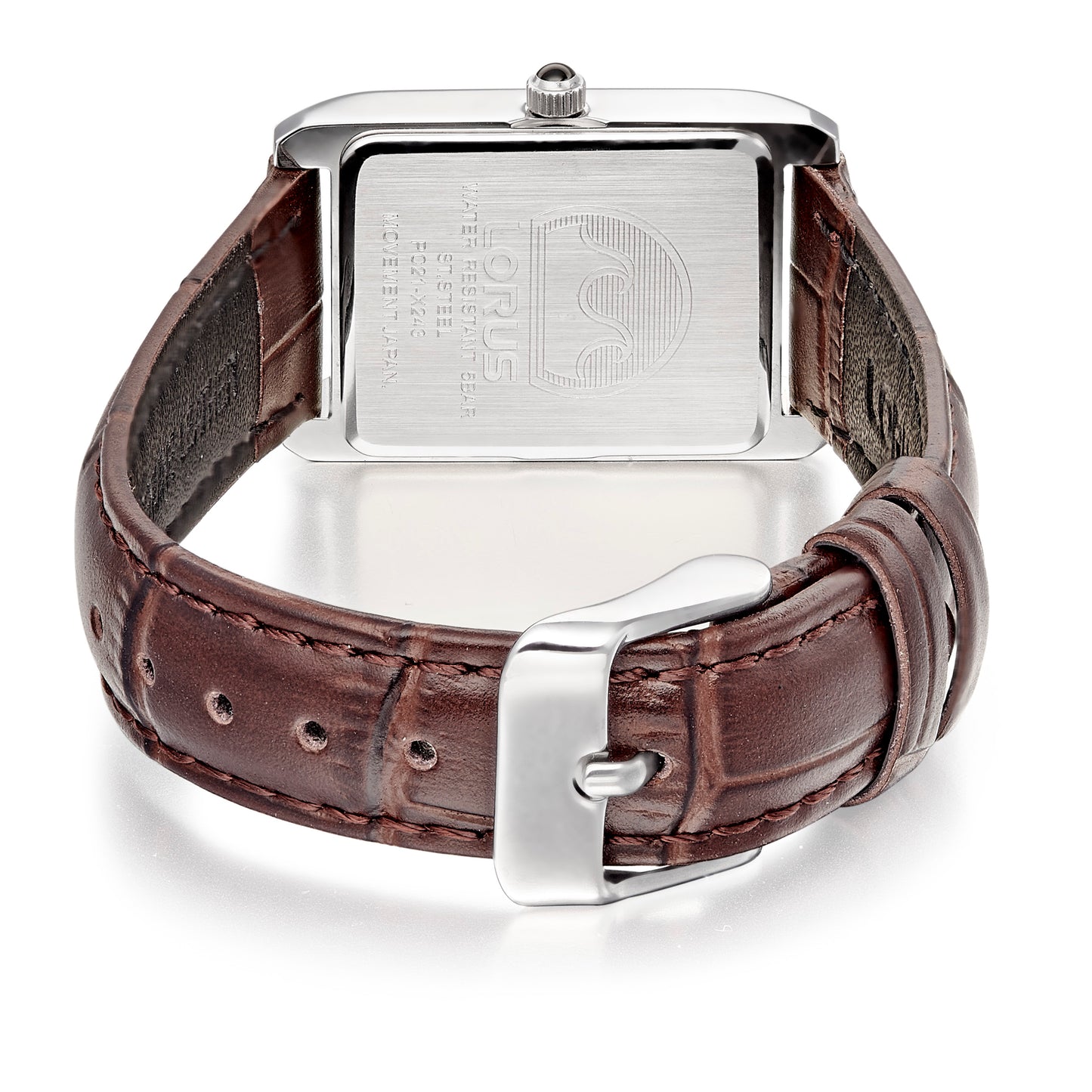 Lorus Women’s Silver tone and brown leather ‘Angular Elegance’