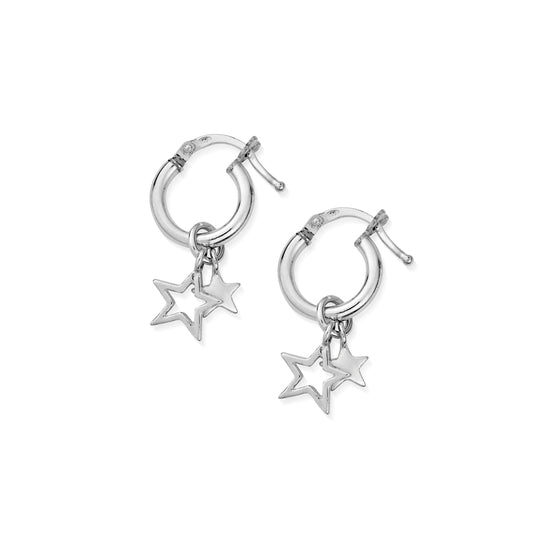 Double Star Small Hoop Earrings
