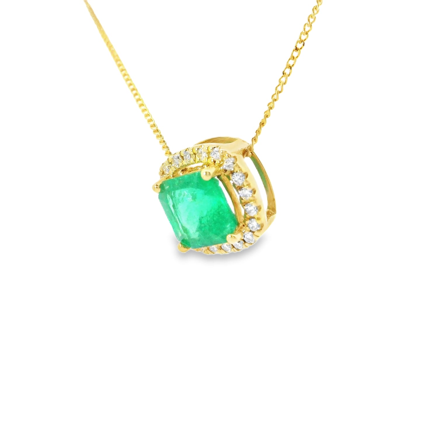 18ct Gold Pendant with Emerald and Diamonds