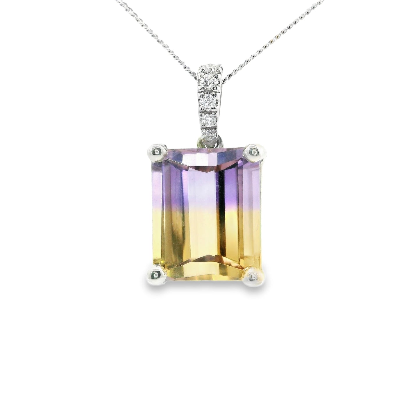 18ct White Gold Ametrine Pendant