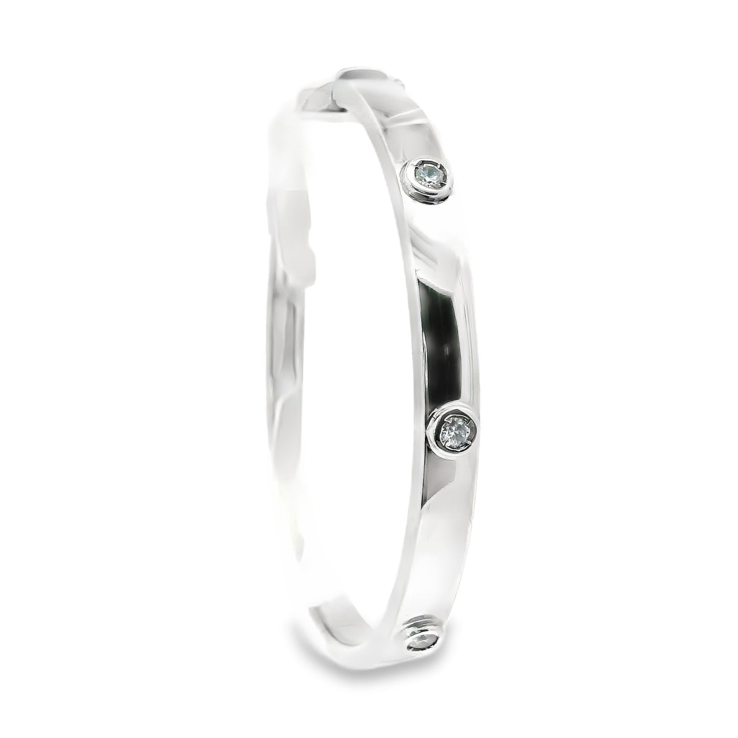 9ct White Gold Bangle with Swarovski Crystals