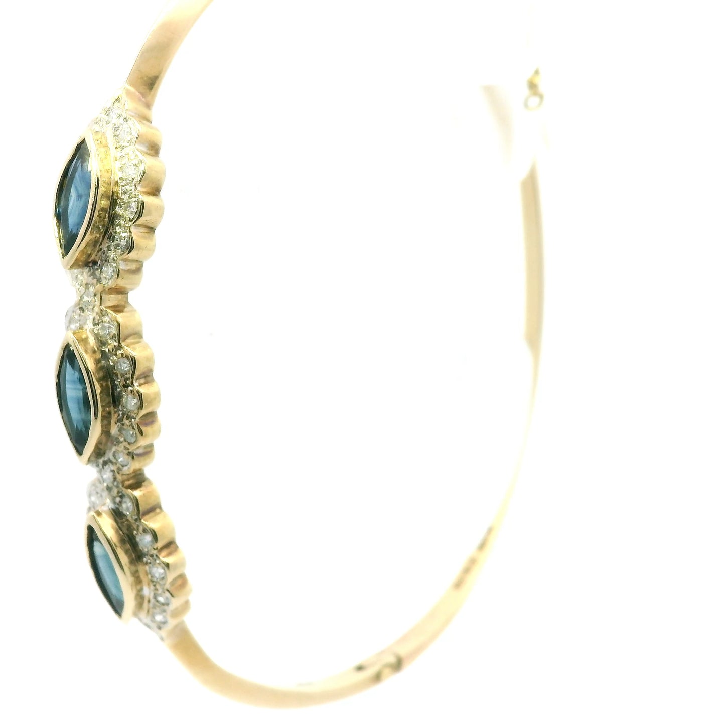 9ct Vintage Bangle with Diamonds and Sapphires
