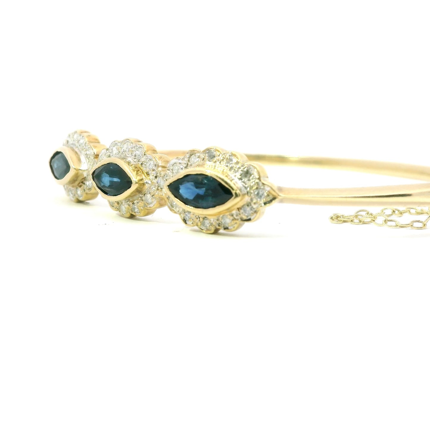 9ct Vintage Bangle with Diamonds and Sapphires