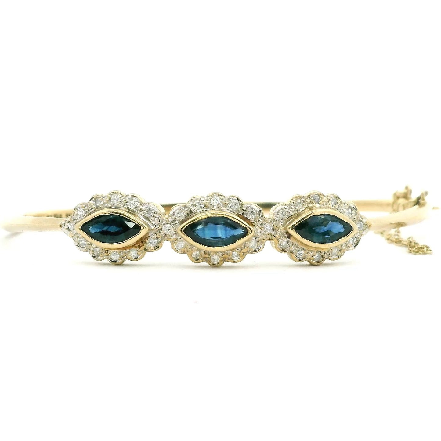 9ct Vintage Bangle with Diamonds and Sapphires