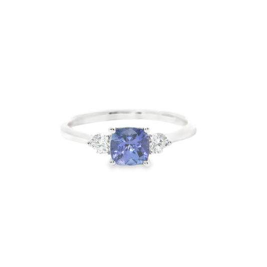 9ct White Gold Ring with Tanzanite and Diamonds