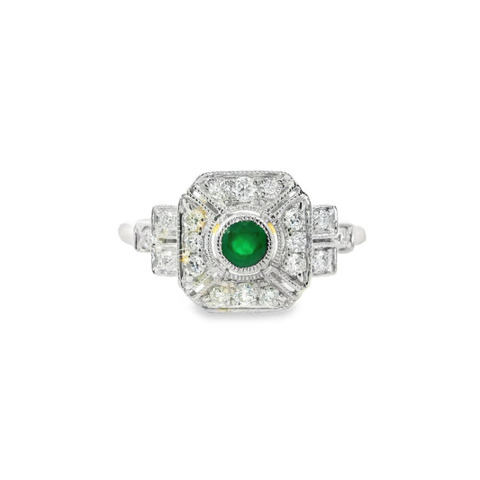 9ct Ring with Emerald and Diamonds