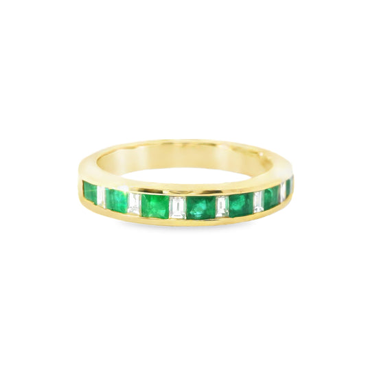 9ct Gold Ring with Diamonds and Emeralds