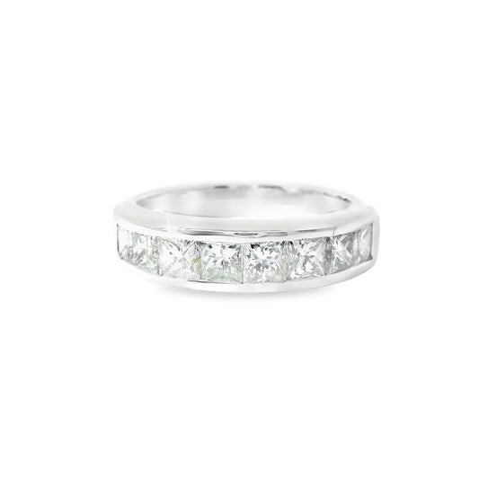 18ct White Gold Half Eternity Ring with Princess Cut Diamonds
