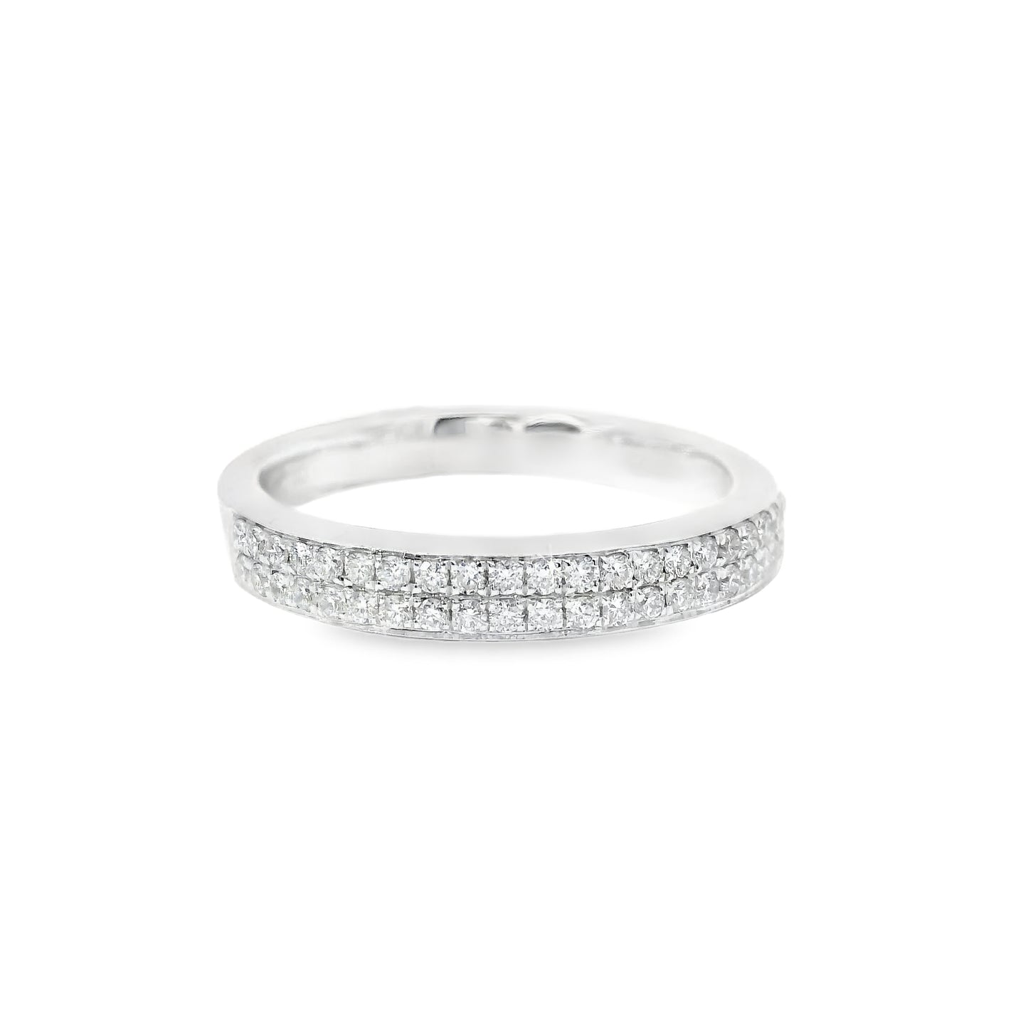 18ct White Gold Band with Double Diamond Band