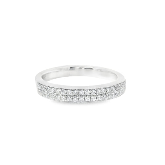 18ct White Gold Band with Double Diamond Band