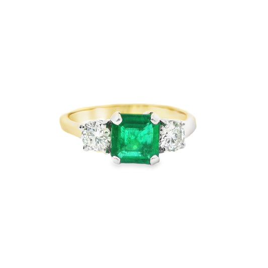18ct Gold ring with Emerald and Diamonds
