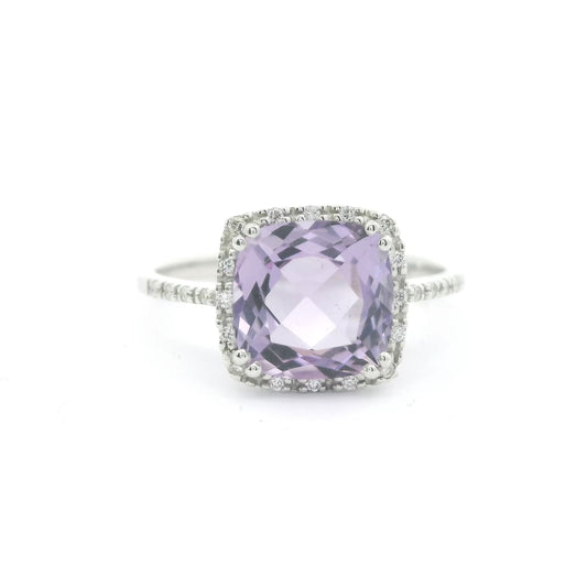 9ct White Gold Amethsyt and Diamonds Ring .09 2.05cts