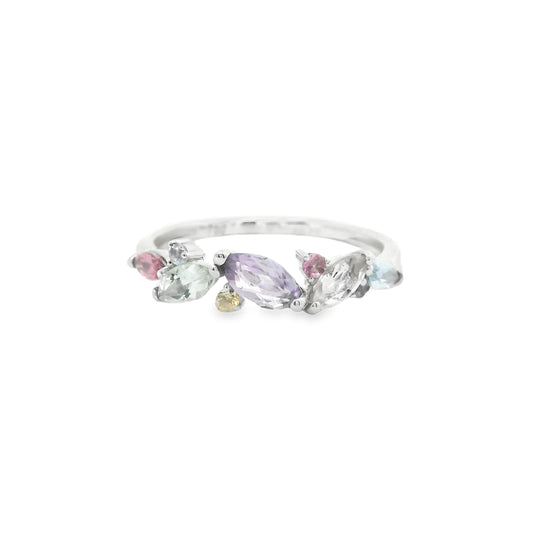 18ct White Gold Multi-gemstone Confetti Ring