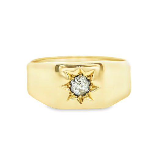 18ct Men's Signet Ring with Diamond