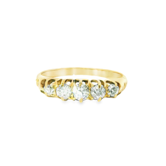 18ct Gold Old Mine Cut Diamonds Edwardian Ring