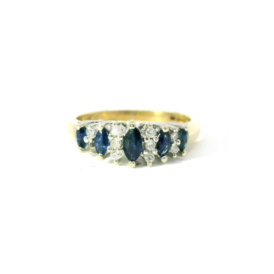 9ct Ring with Diamonds and Sapphires