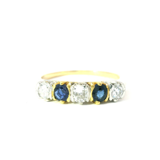 18ct Half Eternity Ring with Diamonds and Sapphires