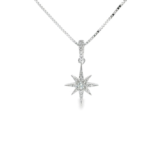 9ct White Gold Star Pendant with Diamonds