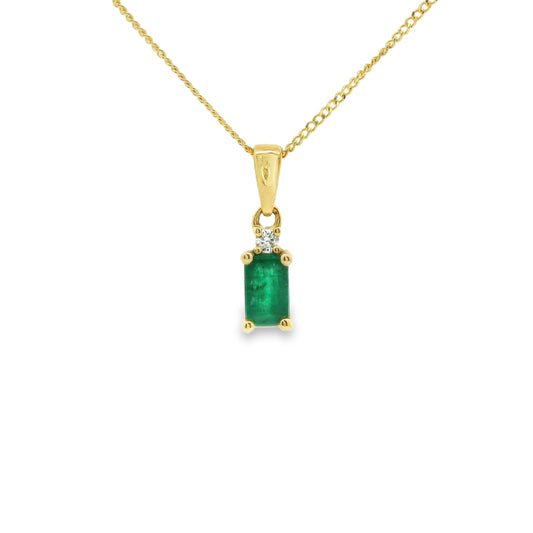 9ct Gold Emeralnd and Diamond Pendant