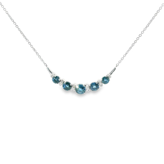 9ct White Gold Pendant with Diamonds and Sapphires