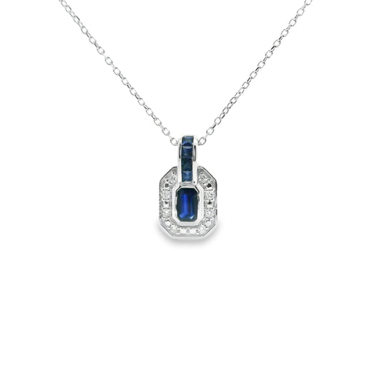 9ct Gold Sapphire Channel and Diamond Necklace i